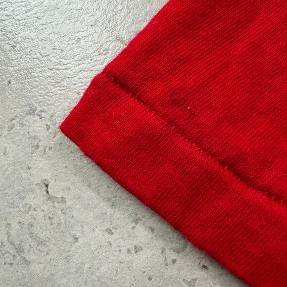 Vintage 80s Guess Spellout T-Shirt Size L Original Red Made In USA - Picture 5 of 7